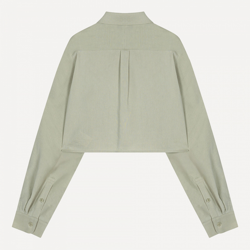 LINEN POCKET CROP SHIRT