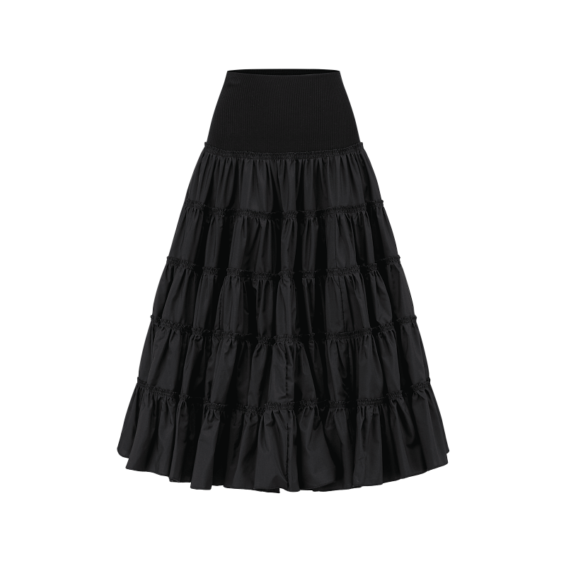 Black layered long skirt