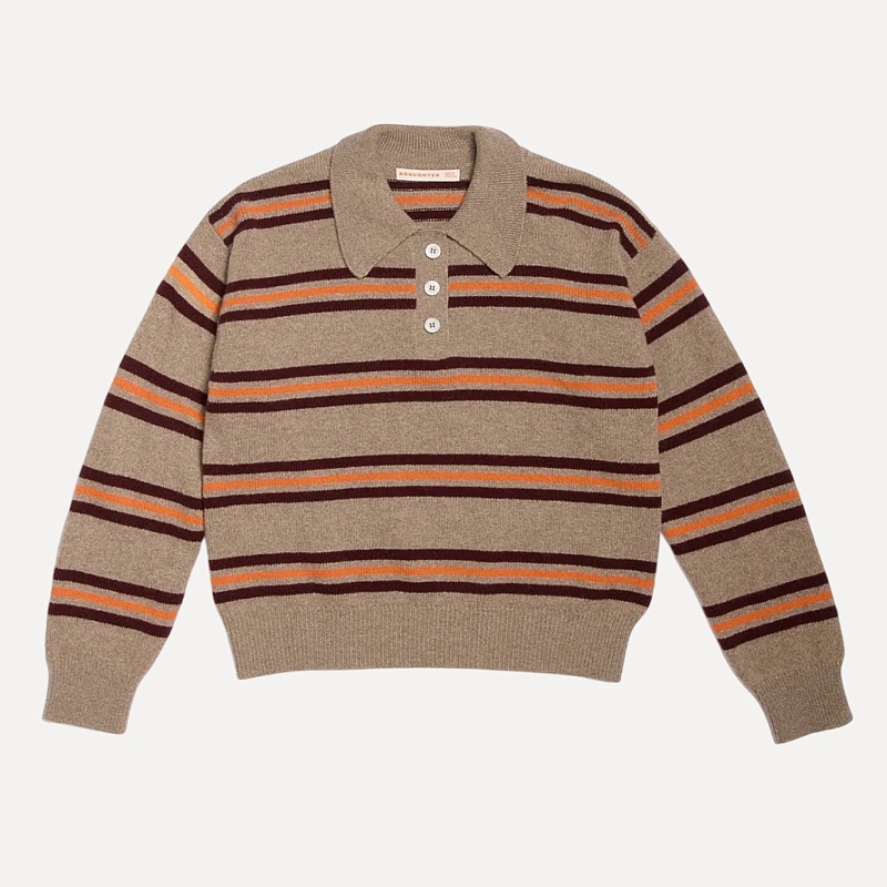 Edith Stripe Polo Shirt beige