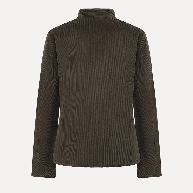 Dark green stand collar corduroy jacket