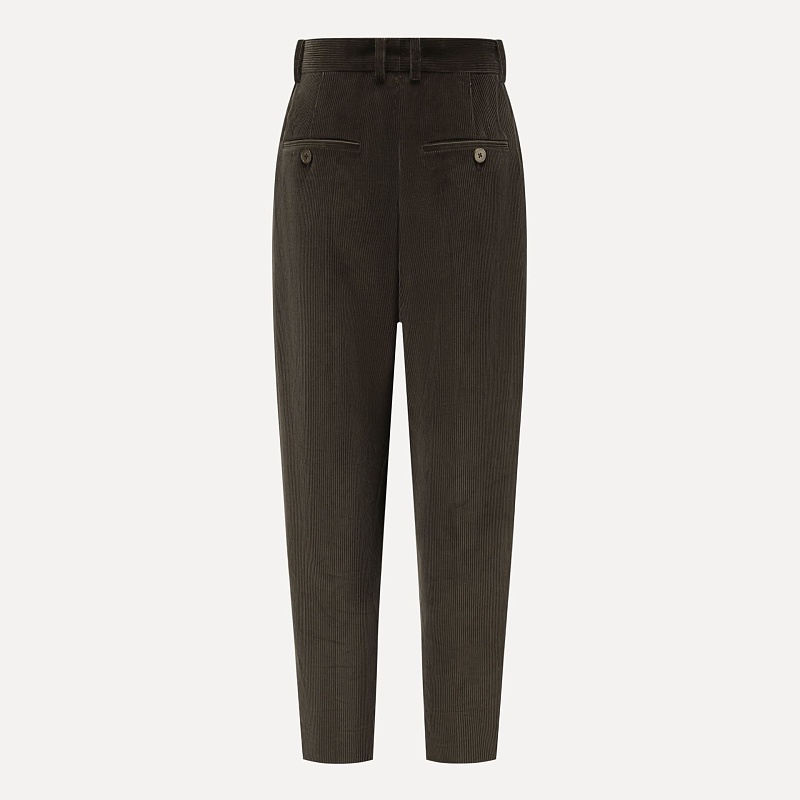 Dark green corduroy 3D skinny pants