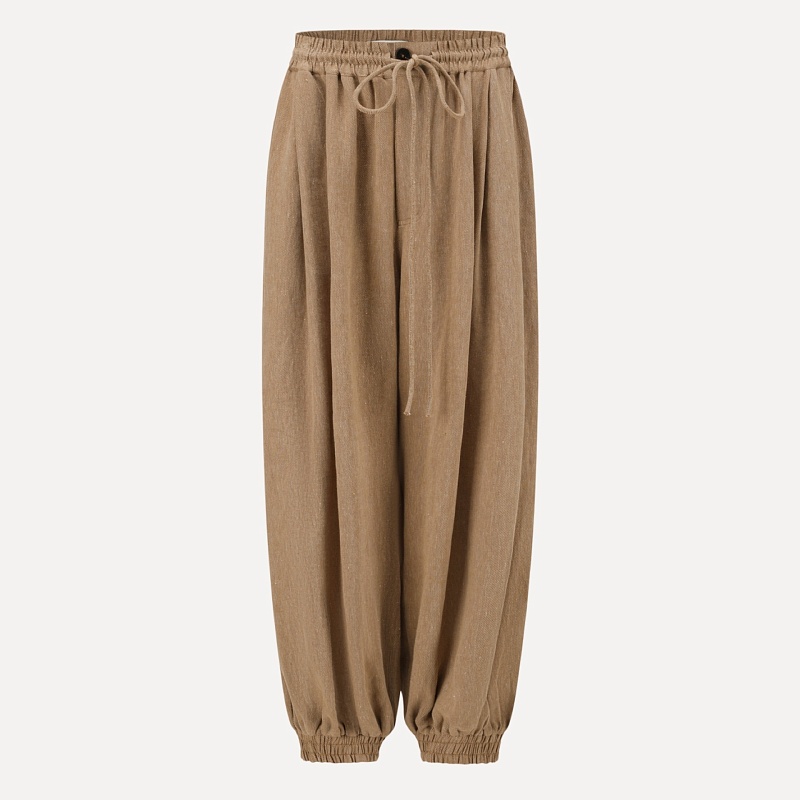 Linen Interwoven Loose-fitting Wide-leg Pants