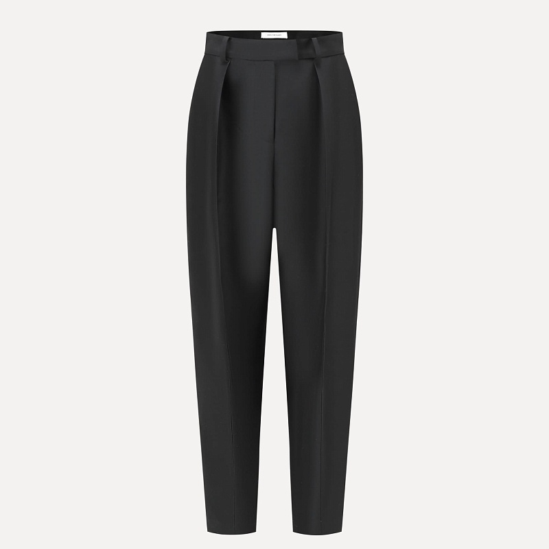 Black silk and wool 3D skinny pants