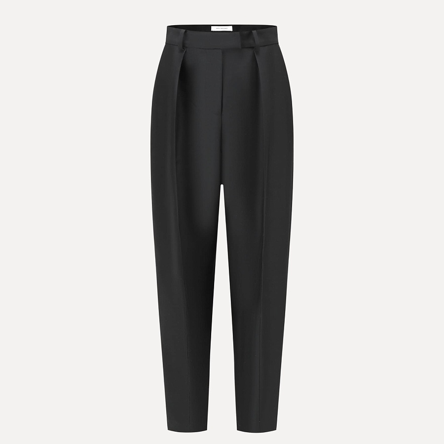 Black silk and wool 3D skinny pants