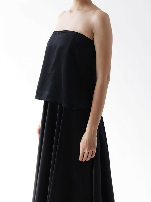 STRAPLESS FLOUNCE DRESS