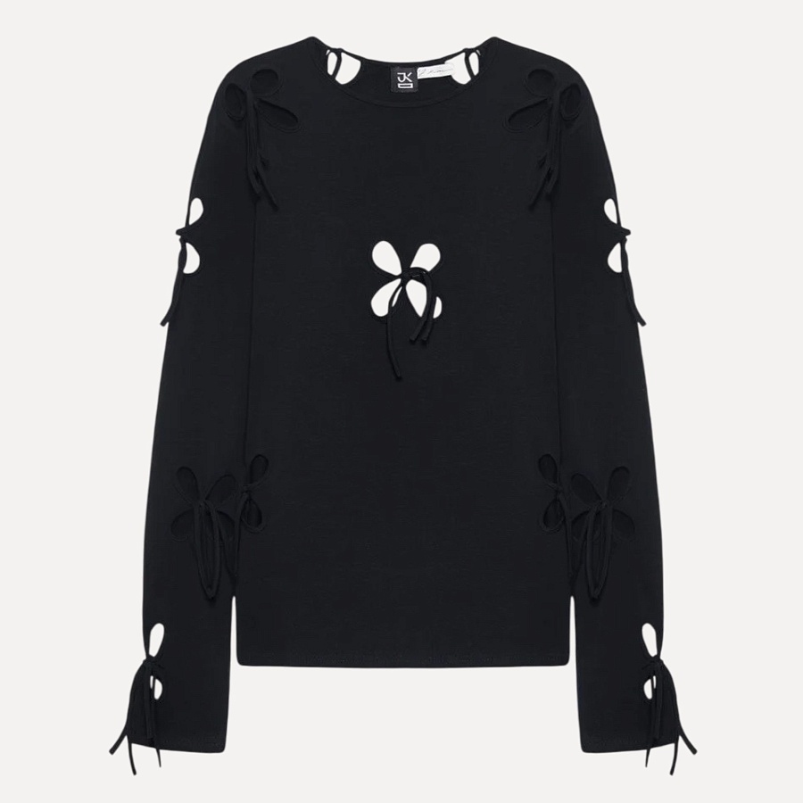 UNISEX PETAL LONG SLEEVE BLACK
