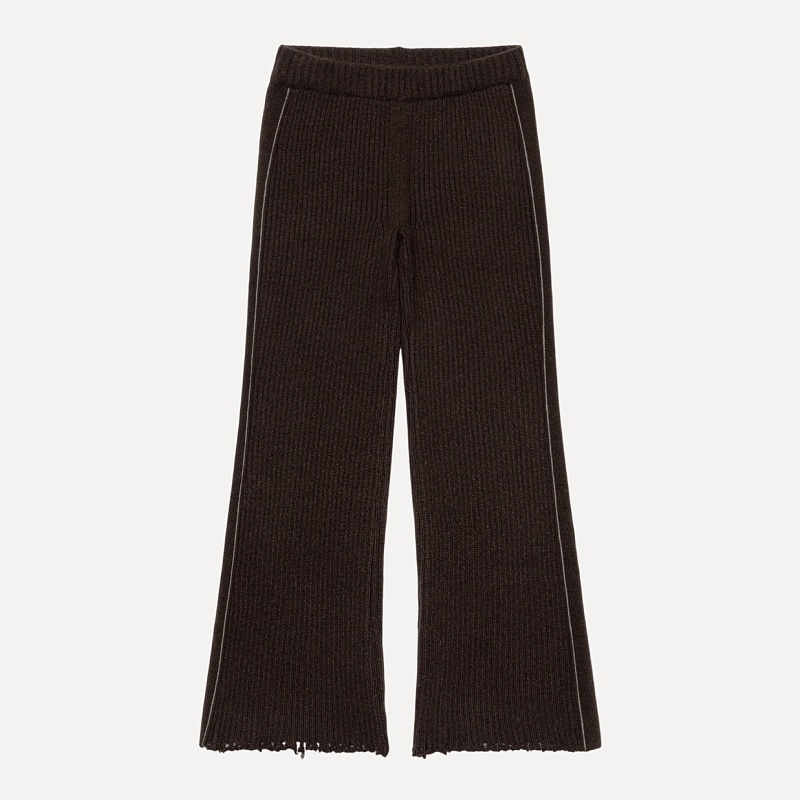 DAMAGED KNIT BOOT-CUT PANTS