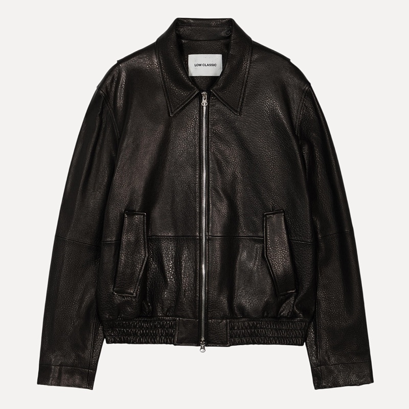 LINED-FIT LEATHER BLOUSON JACKET