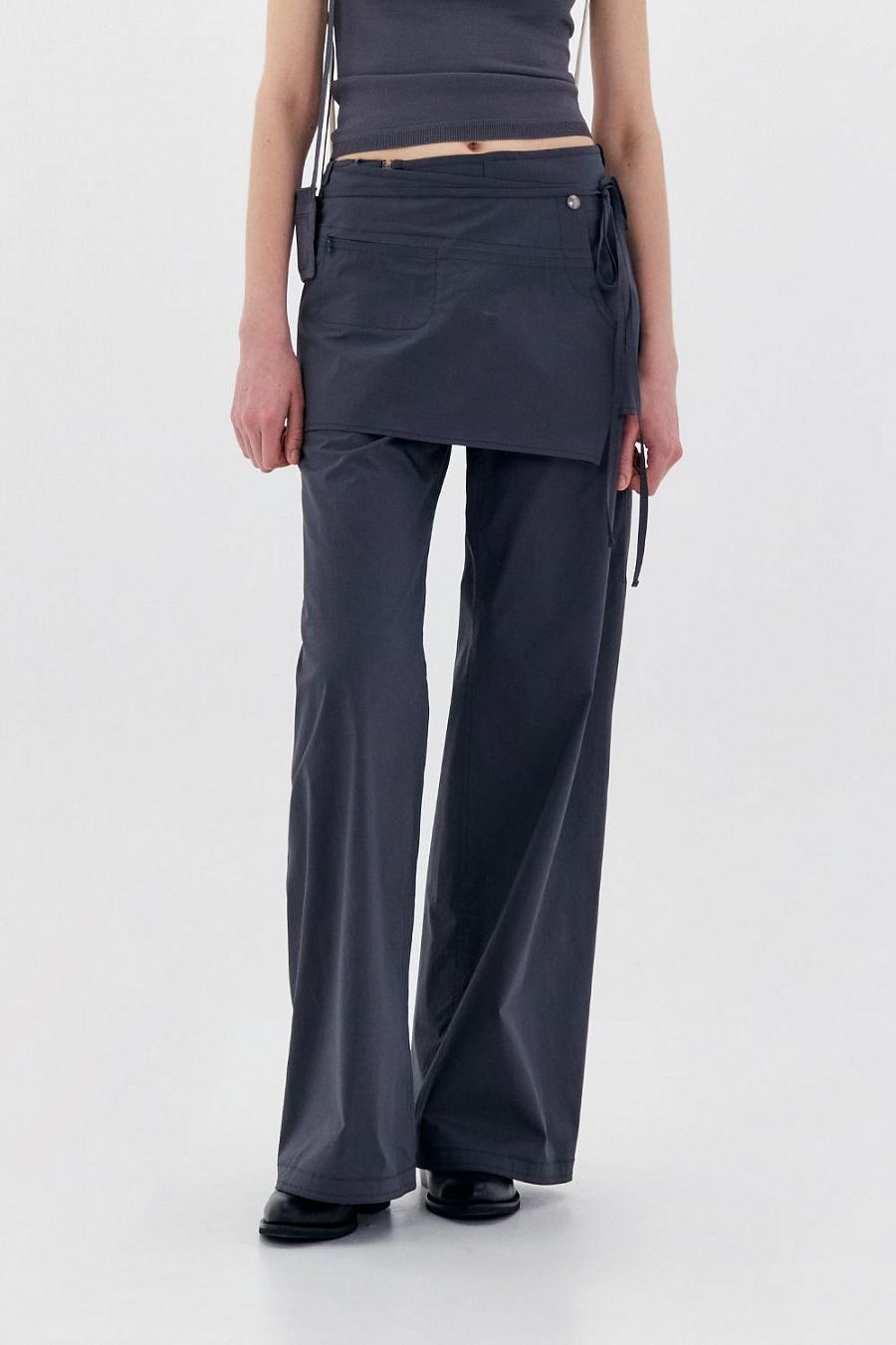 LAYERED WRAP SKIRT PANTS