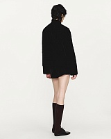 Black velvet embroidered flower button stand collar cotton jacket