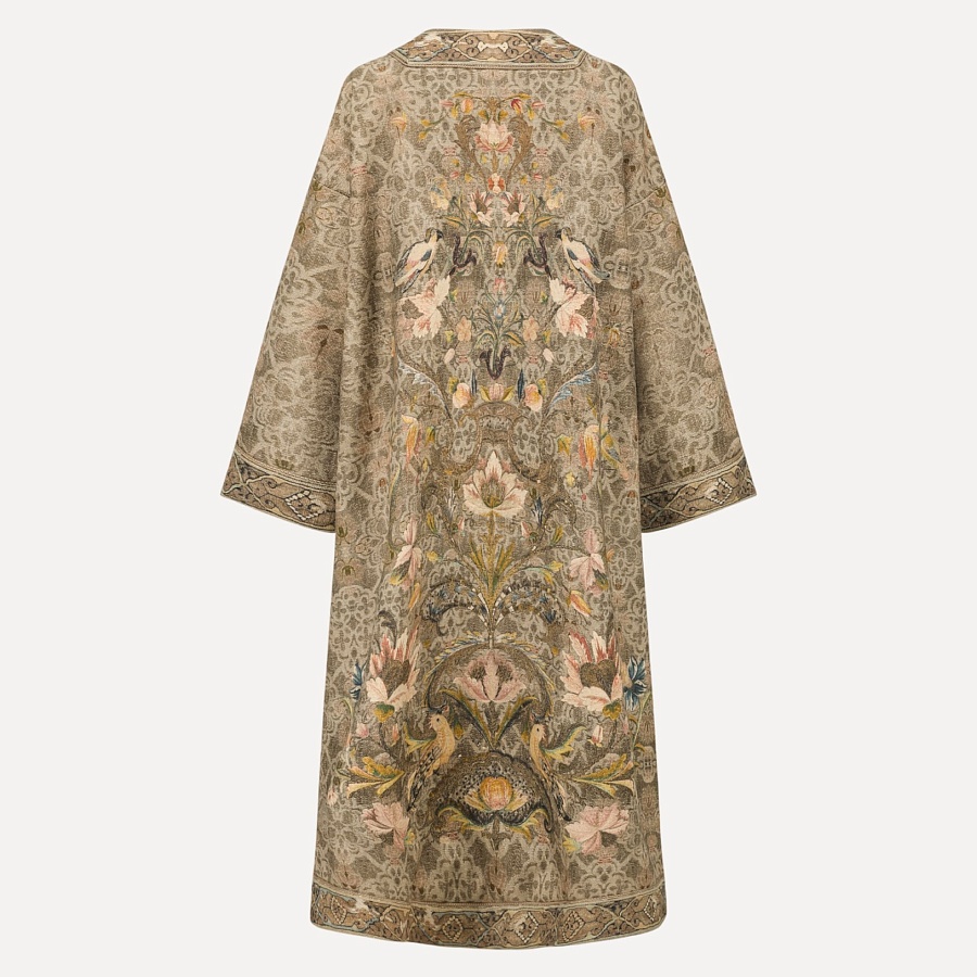 Mulberry silk double- sided printed long coat