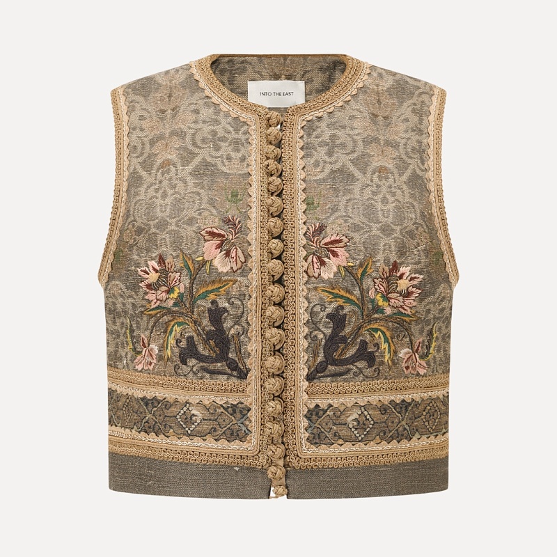 Mulberry silk silver lotus button vest