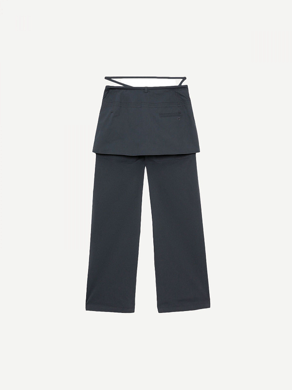 LAYERED WRAP SKIRT PANTS
