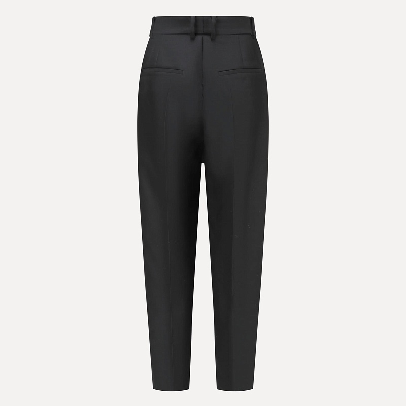 Black silk and wool 3D skinny pants