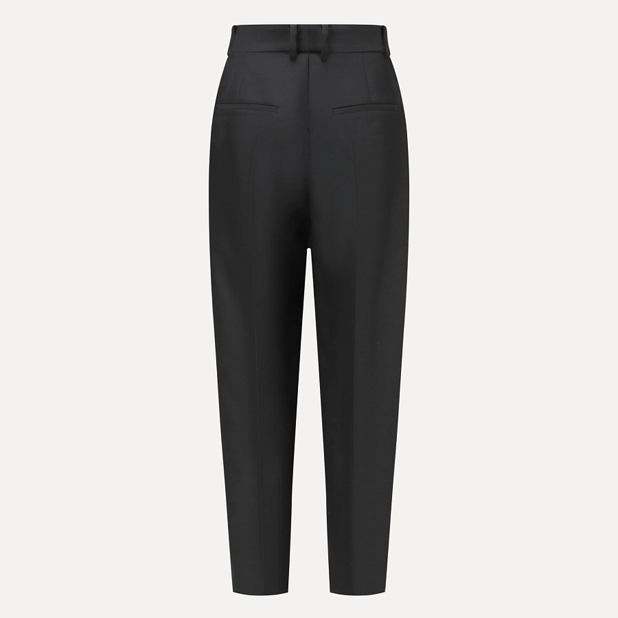 Black silk and wool 3D skinny pants