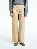 DOUBLE PLEATED CHINO SLACKS BEIGE