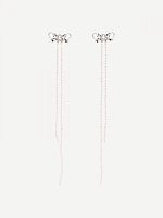 Curly Bow Long Tassel Stud Earrings