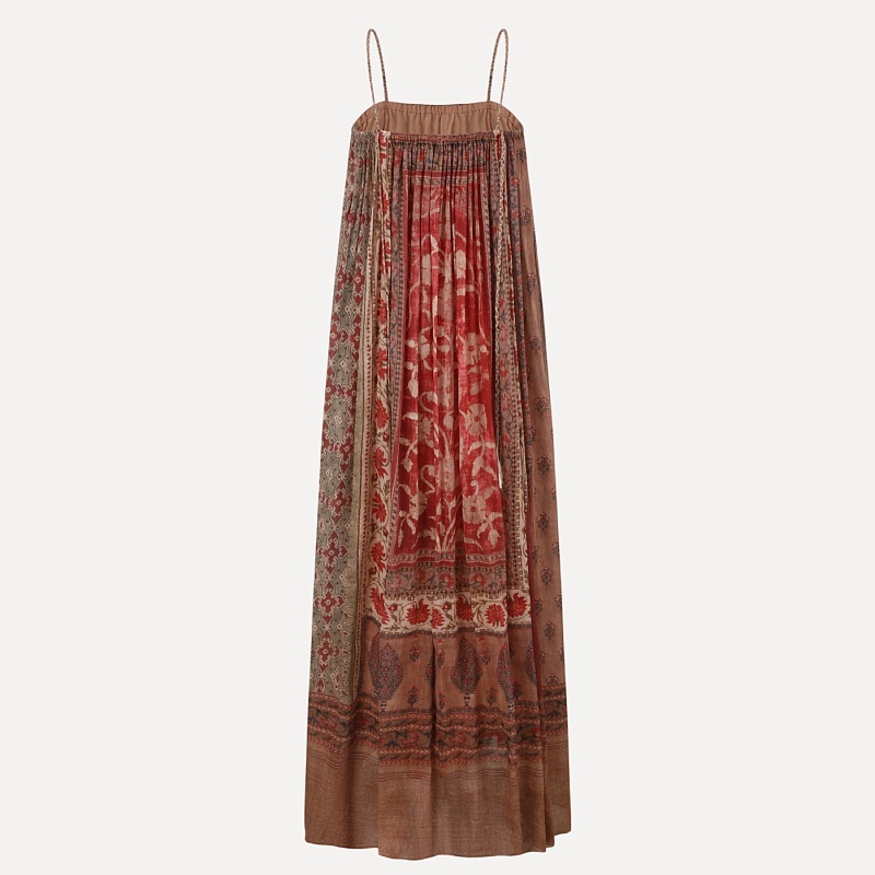 Silk and Ramie Printed Halter Dress