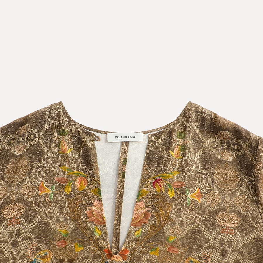 One-shoulder silk printed dress