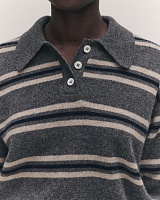 Edith Stripe Polo Shirt grey