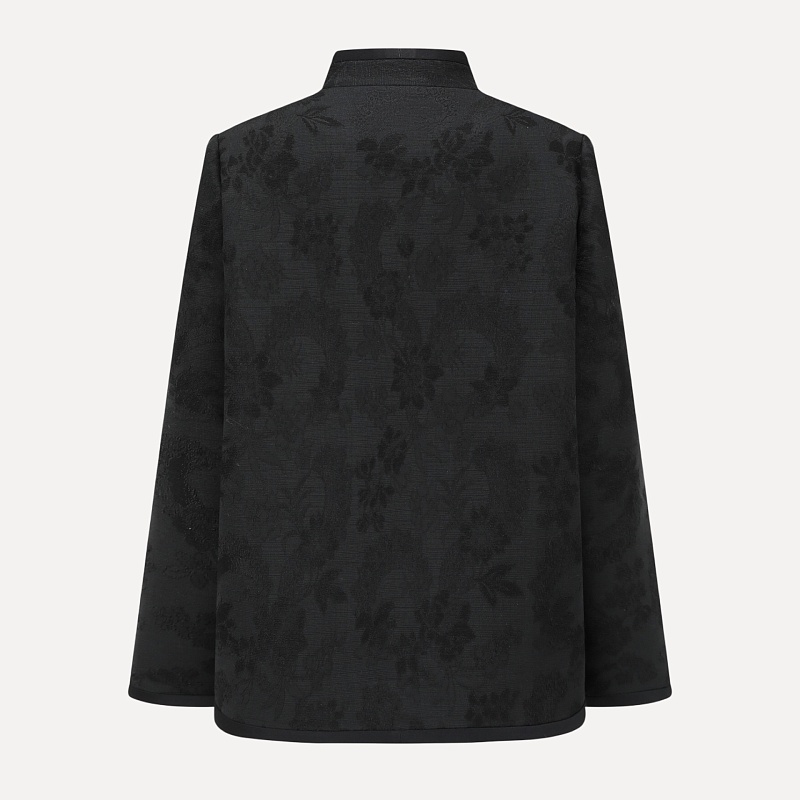 Dark pattern jacquard stand collar coat