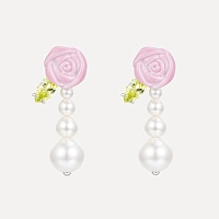 Ceramics Rose Pearl Tassel Earring