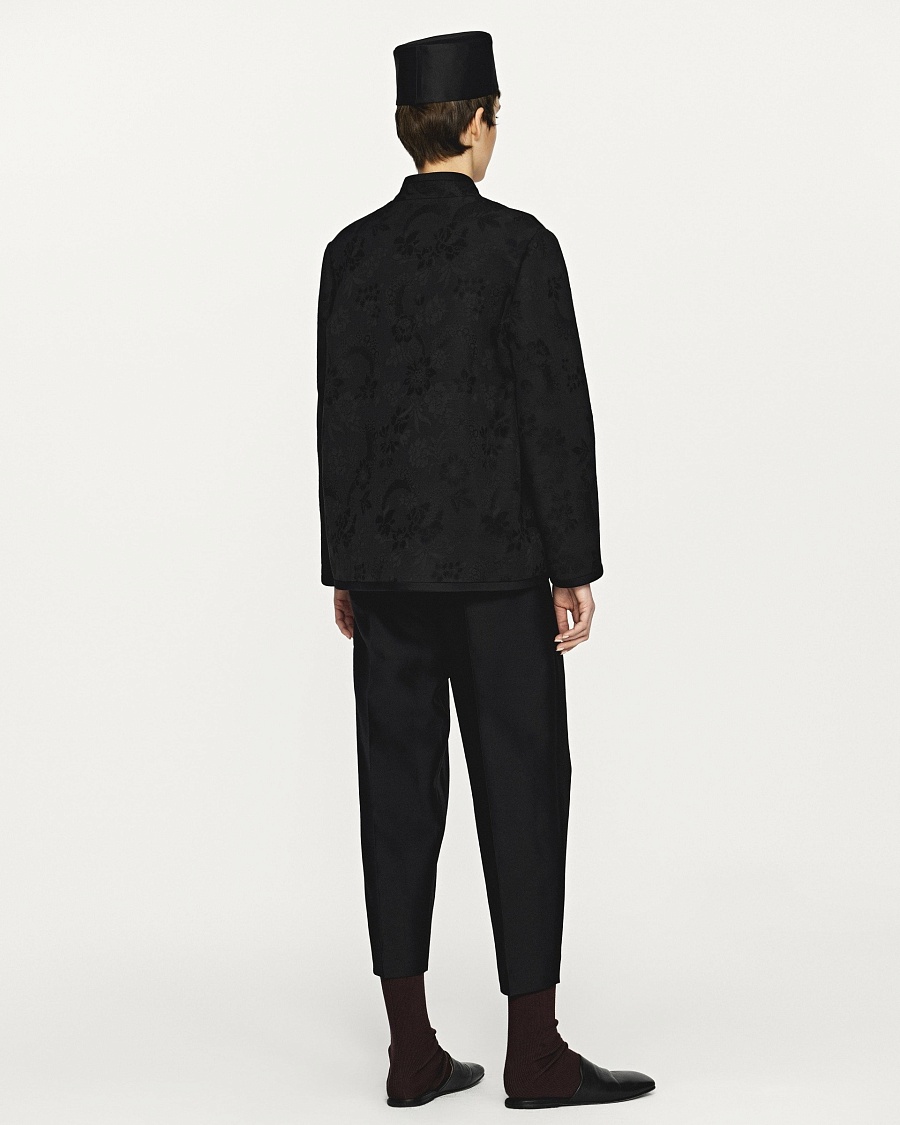 Black silk and wool 3D skinny pants