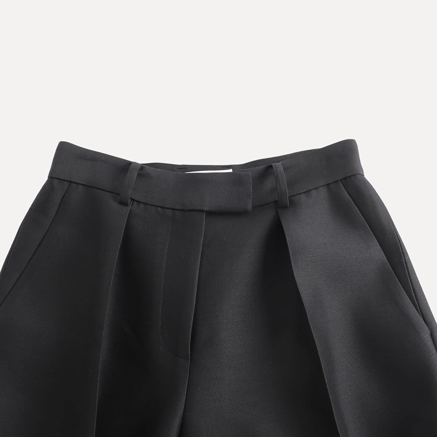 Black silk and wool 3D skinny pants