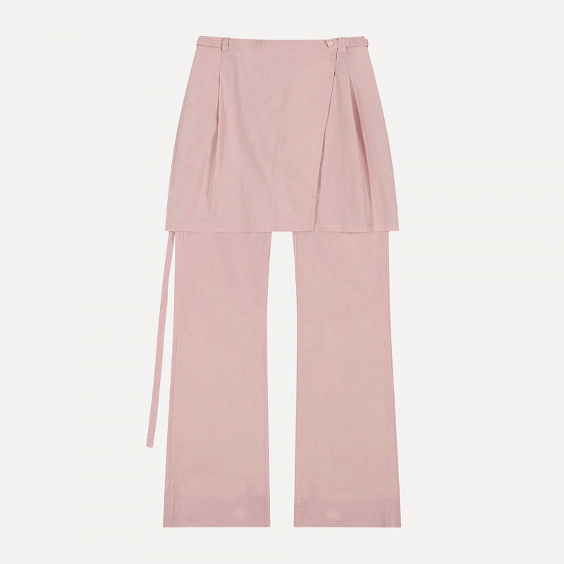 NEW LAYERED WRAP SKIRT PANTS PINK