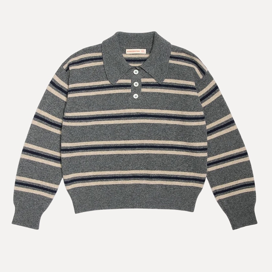 Edith Stripe Polo Shirt grey