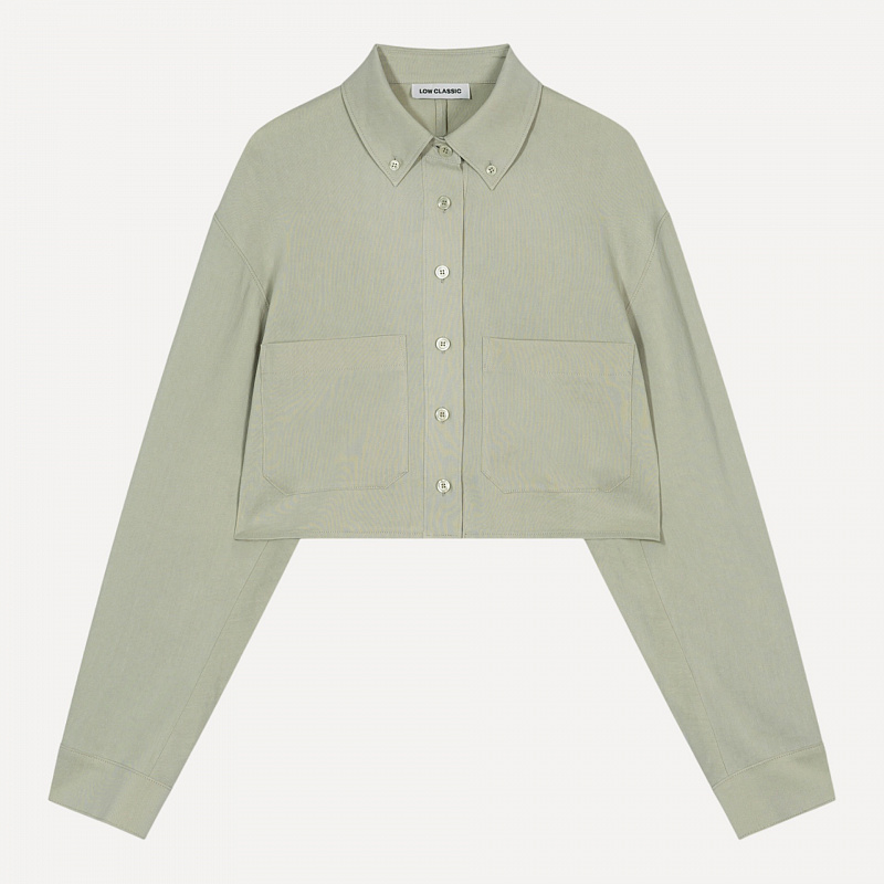 LINEN POCKET CROP SHIRT