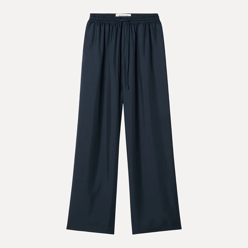 Wide leg silk trousers