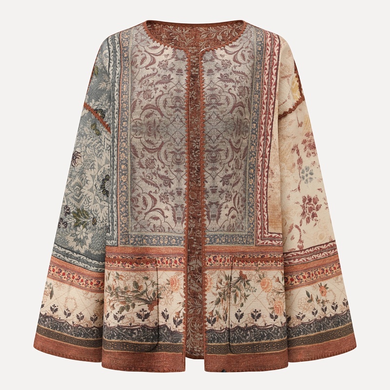 Tasar Silk Doubl-sided Printed Jacket