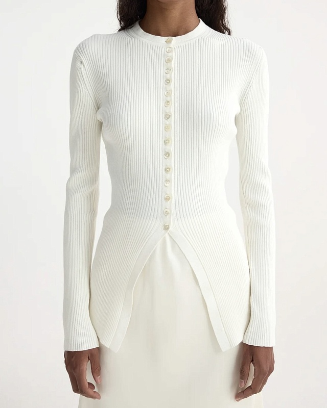 Elongated rib off cardigan