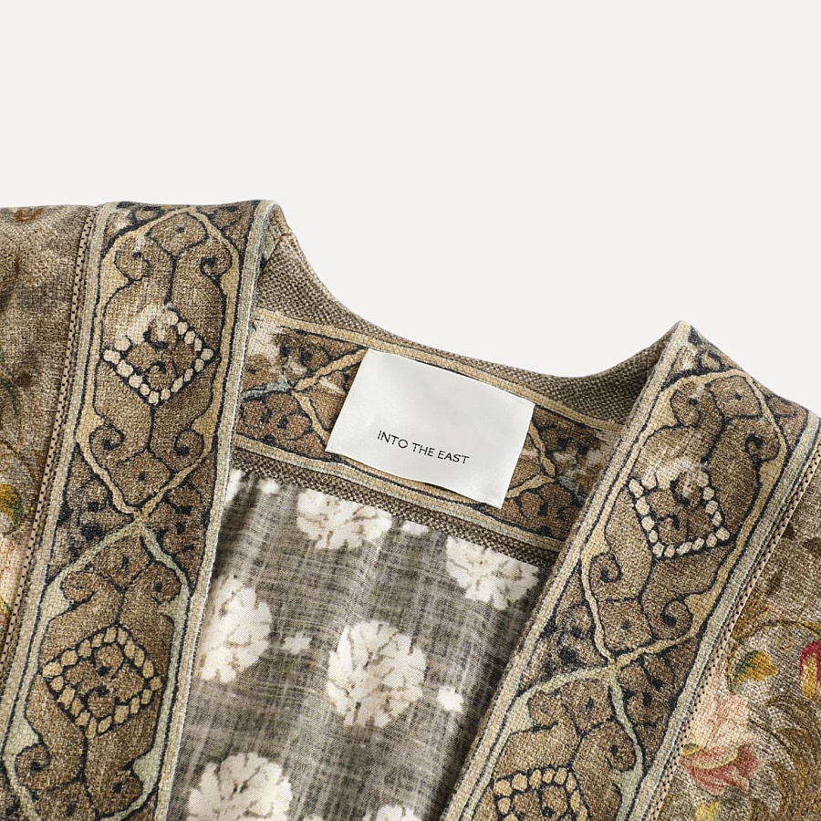 Mulberry silk double- sided printed long coat