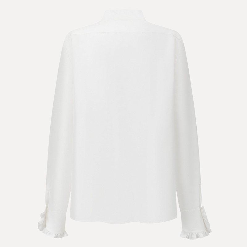 White lace tie silk shirt