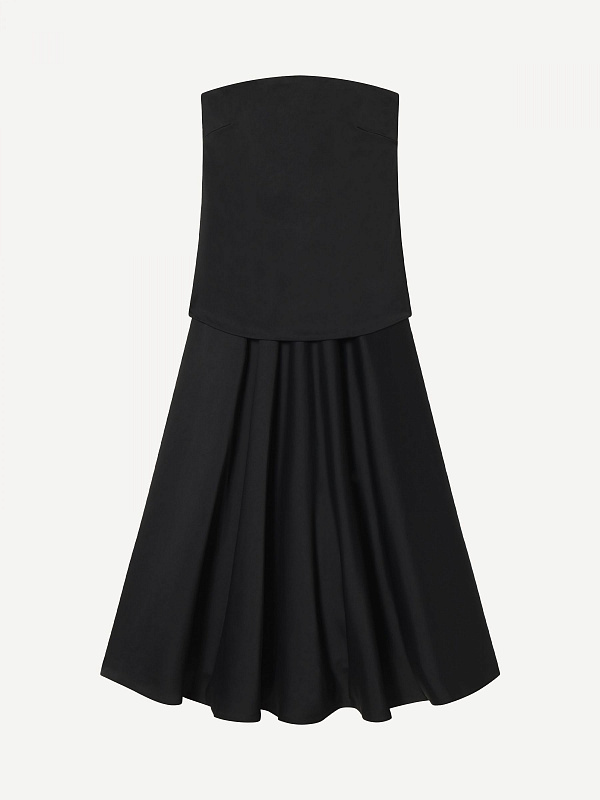 STRAPLESS FLOUNCE DRESS