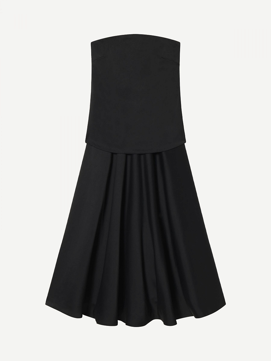 STRAPLESS FLOUNCE DRESS