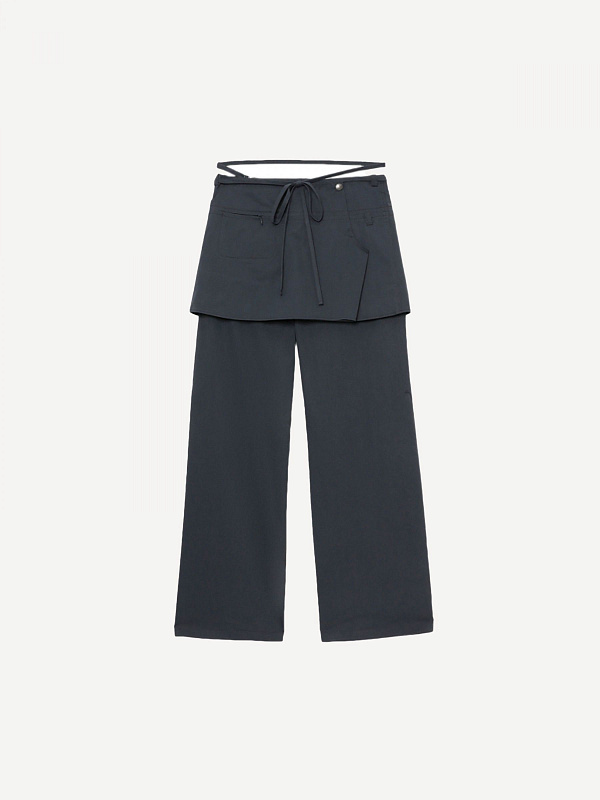 LAYERED WRAP SKIRT PANTS