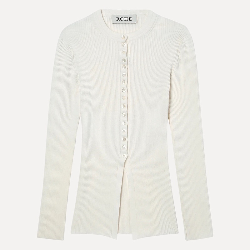 Elongated rib off cardigan