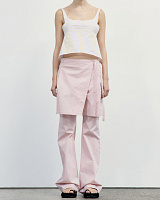 NEW LAYERED WRAP SKIRT PANTS PINK