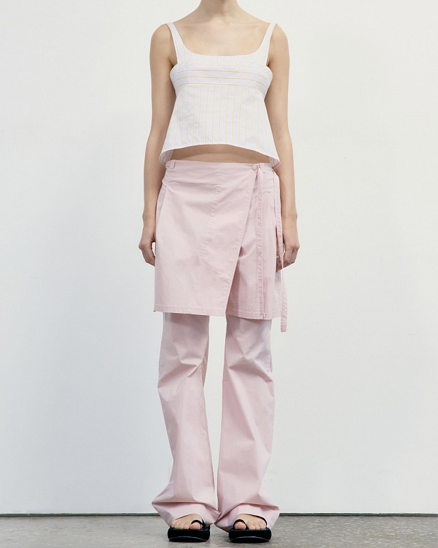NEW LAYERED WRAP SKIRT PANTS PINK