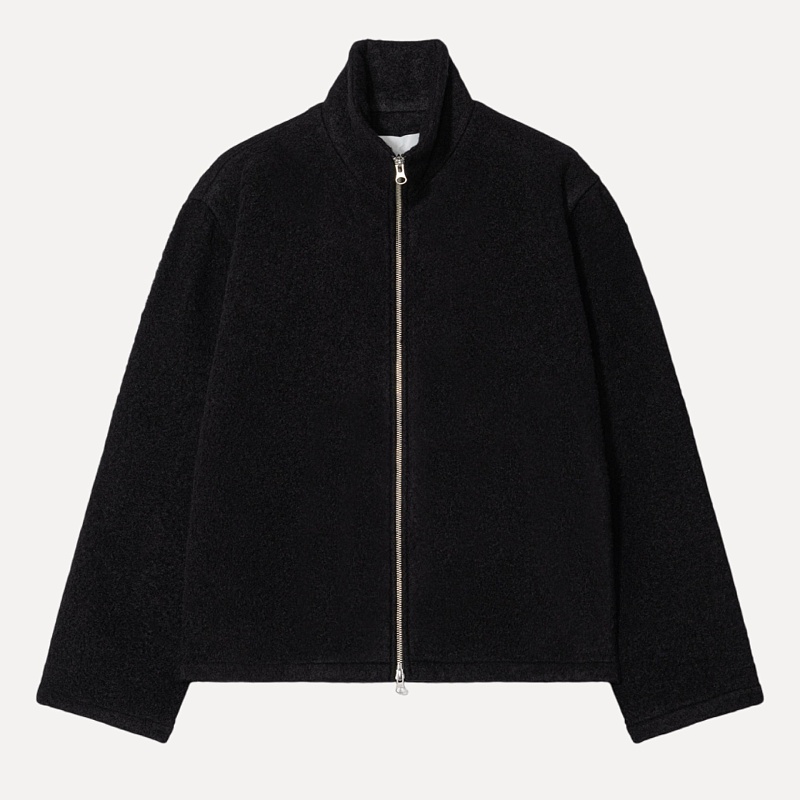 HAIRY BOUCLE ZIP SHIRT JACKET