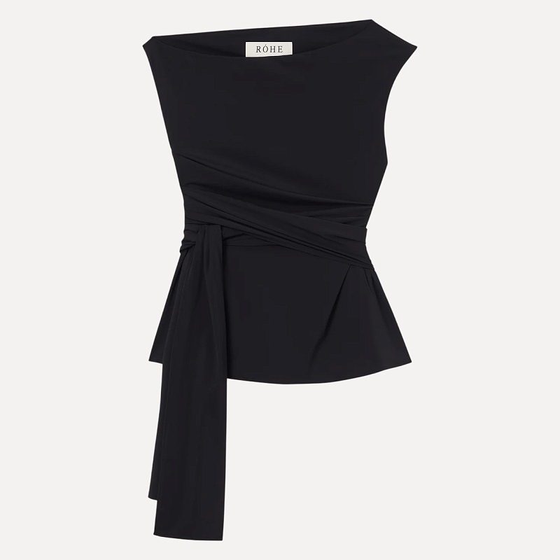 Off-shoulder 
wrap top