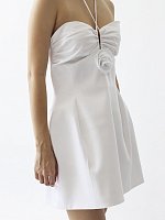 Balloon halter dress in white