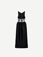 Stand collar long gown dress