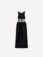 Stand collar long gown dress