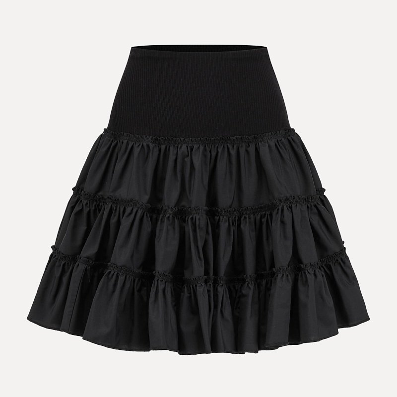 Black layered short skirt
