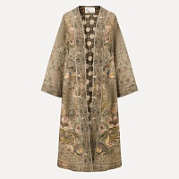 Mulberry silk double- sided printed long coat