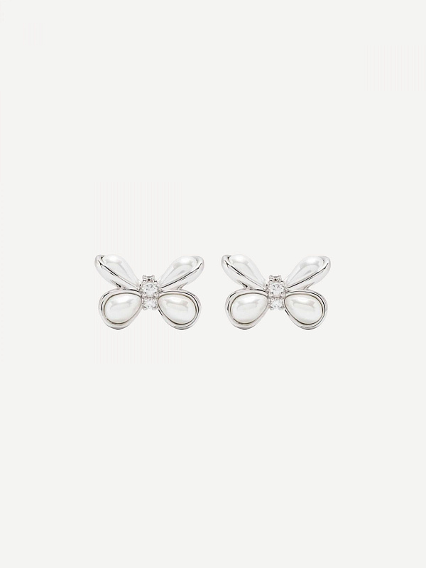 Pearl Butterfly Flower Basic Earrings (Small)
